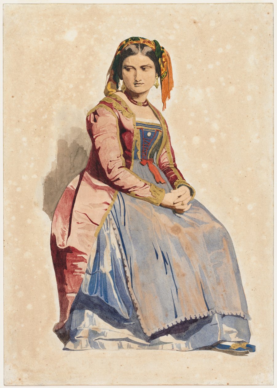 Sedící Italka, 19. století. od Dominique Louis Papety