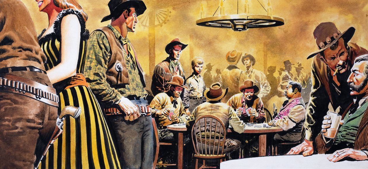 Wild West Saloon (kvaš na papíře) od Don Lawrence
