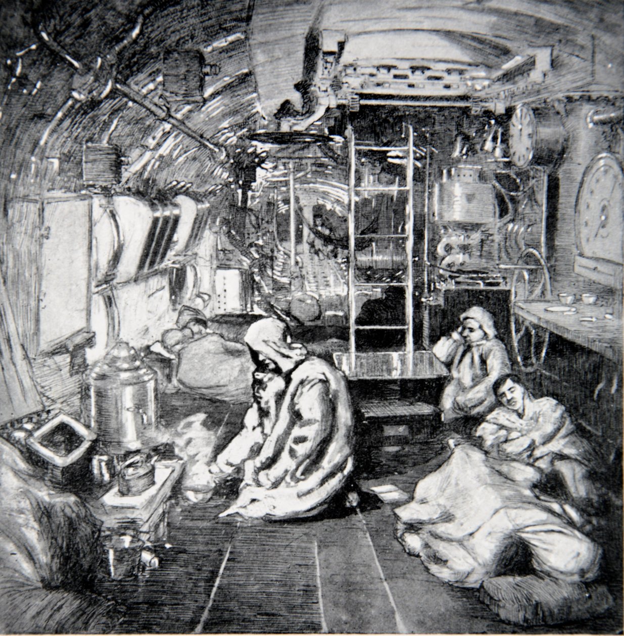 Osm zvonů, půlnoc, ilustrace z knihy "The Naval Front" od Gordona S. Maxwella, 1920 od Donald Maxwell