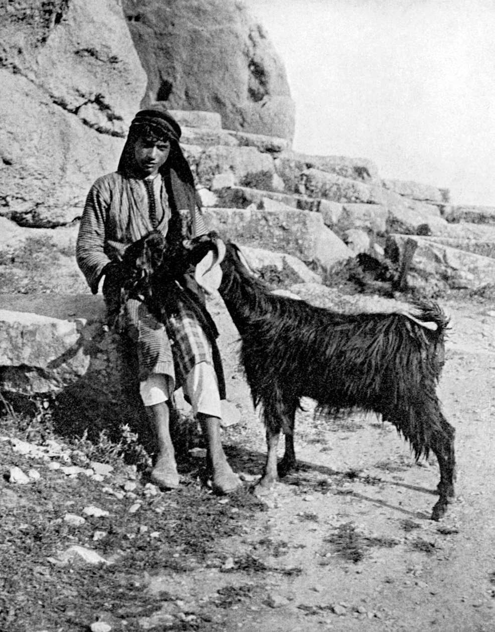 Arabský chlapec a koza, Střední východ, 1936. od Donald McLeish