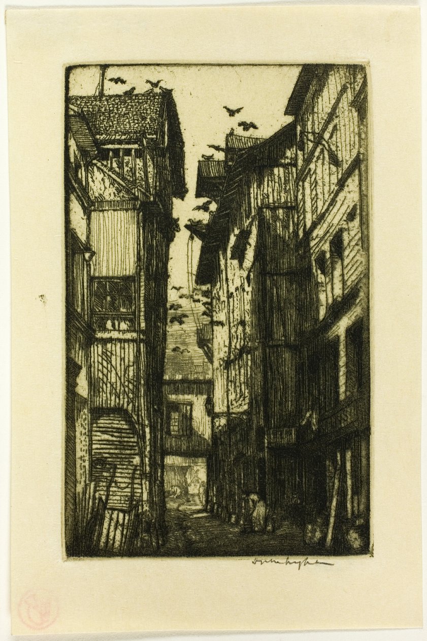 Ulička holubů, Rouen od Donald Shaw MacLaughlan
