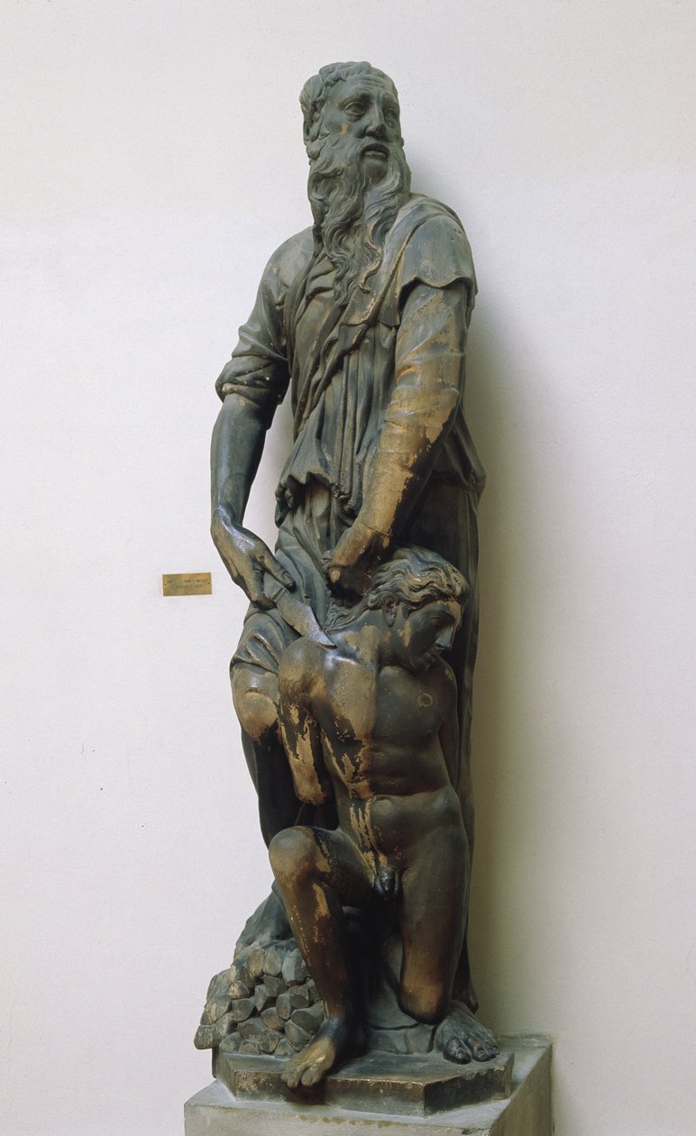 Abraham a Izák, 1421 (zlacený mramor) od Donatello