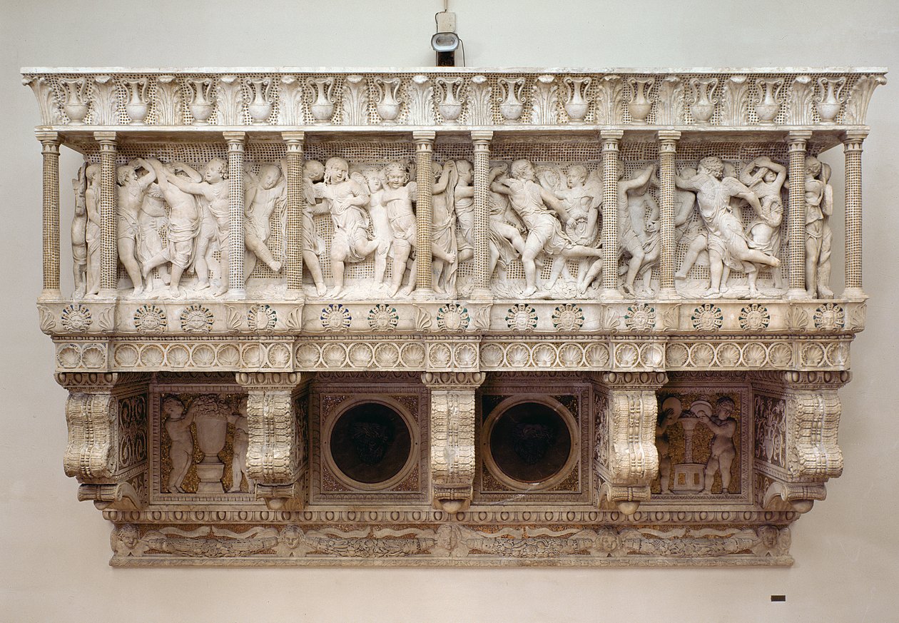 Cantoria, kolem 1433-38 (mramorová a skleněná mozaika) od Donatello