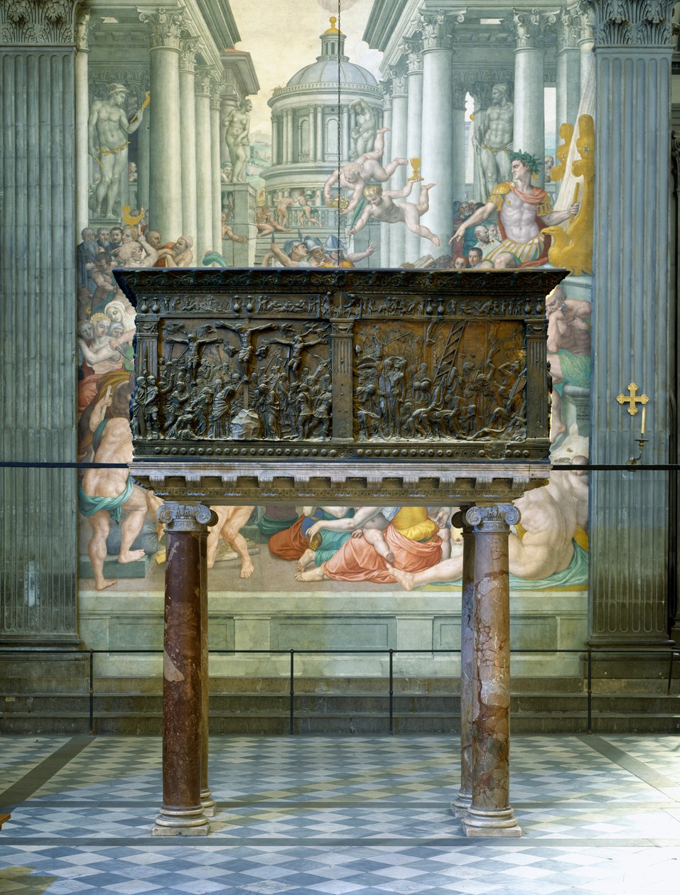 Levá kazatelna, Basilica di San Lorenzo, Florencie, 1460 (bronz) od Donatello