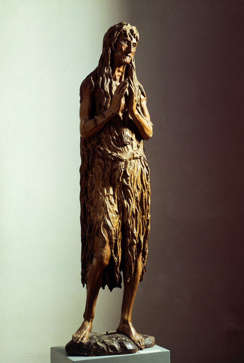 Kajícnice Magdalena od Donatella (asi 1386-1466), dřevěná socha od Donatello
