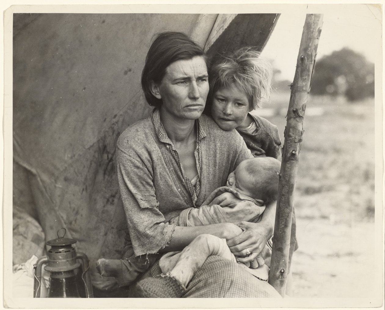 Zbídačení sběrači hrachu, Kalifornie od Dorothea Lange