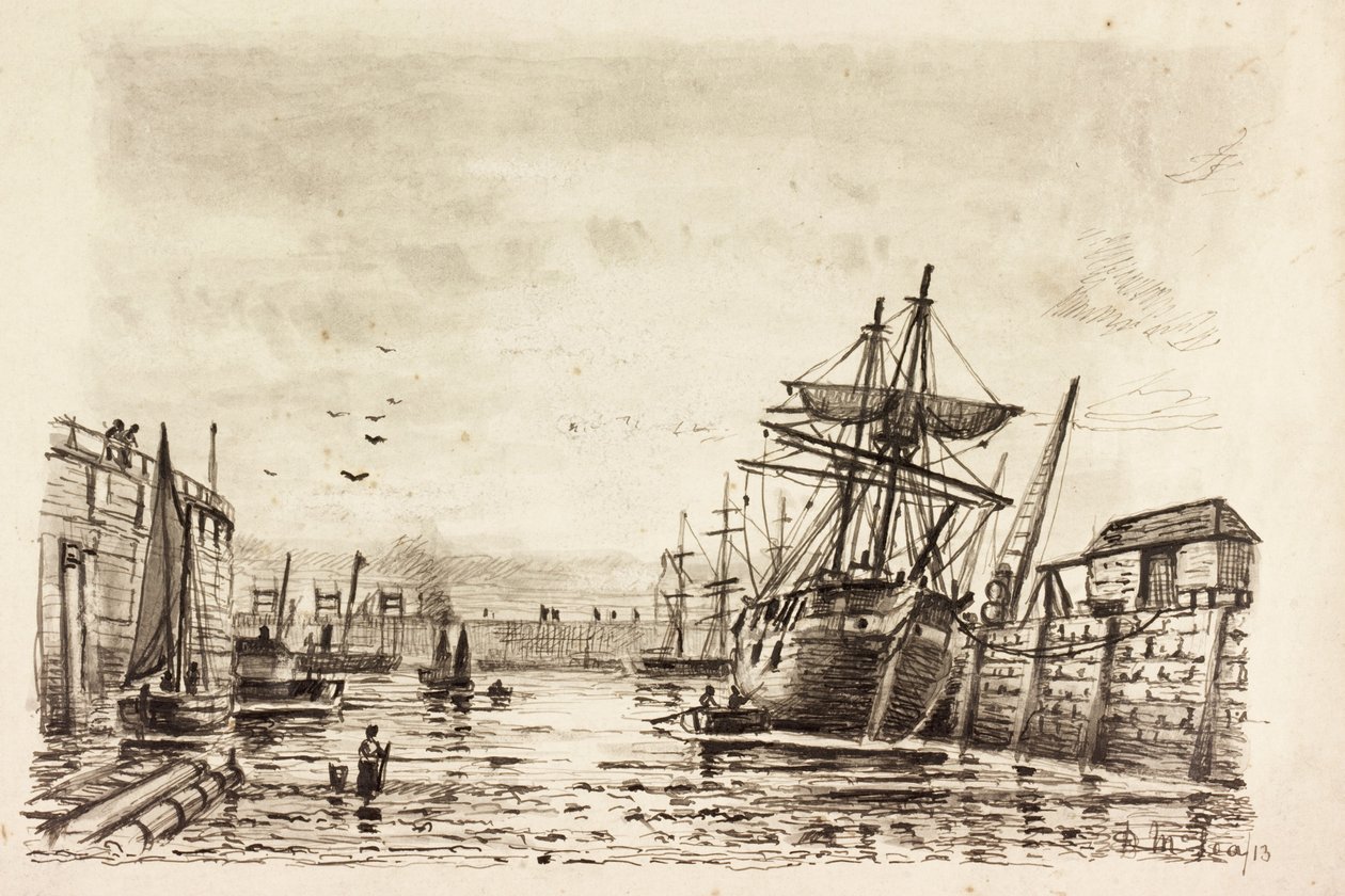 Tyne Dock Gut (inkoust na papíře) od Duncan F. McLea