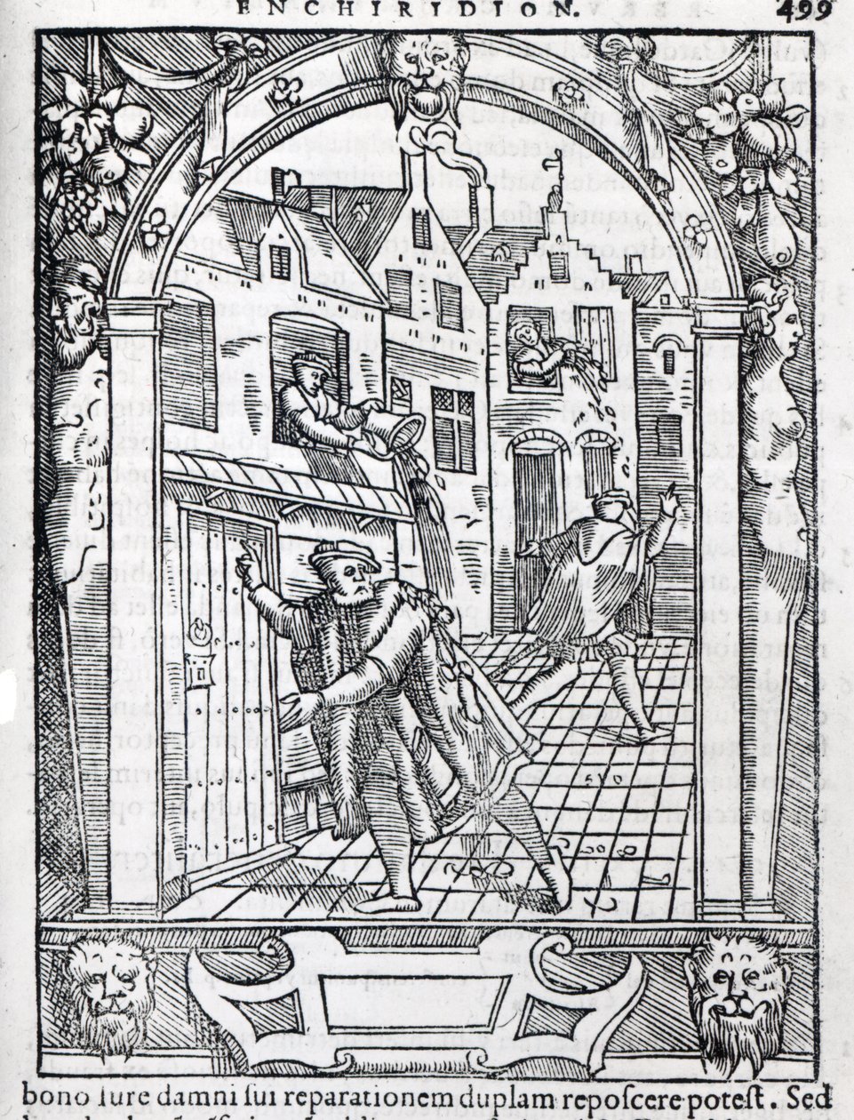 Vyprazdňování hrnců, ilustrace z knihy "Praxis rerum criminalium" od Joose de Damhoudera, 1554 od Dutch School