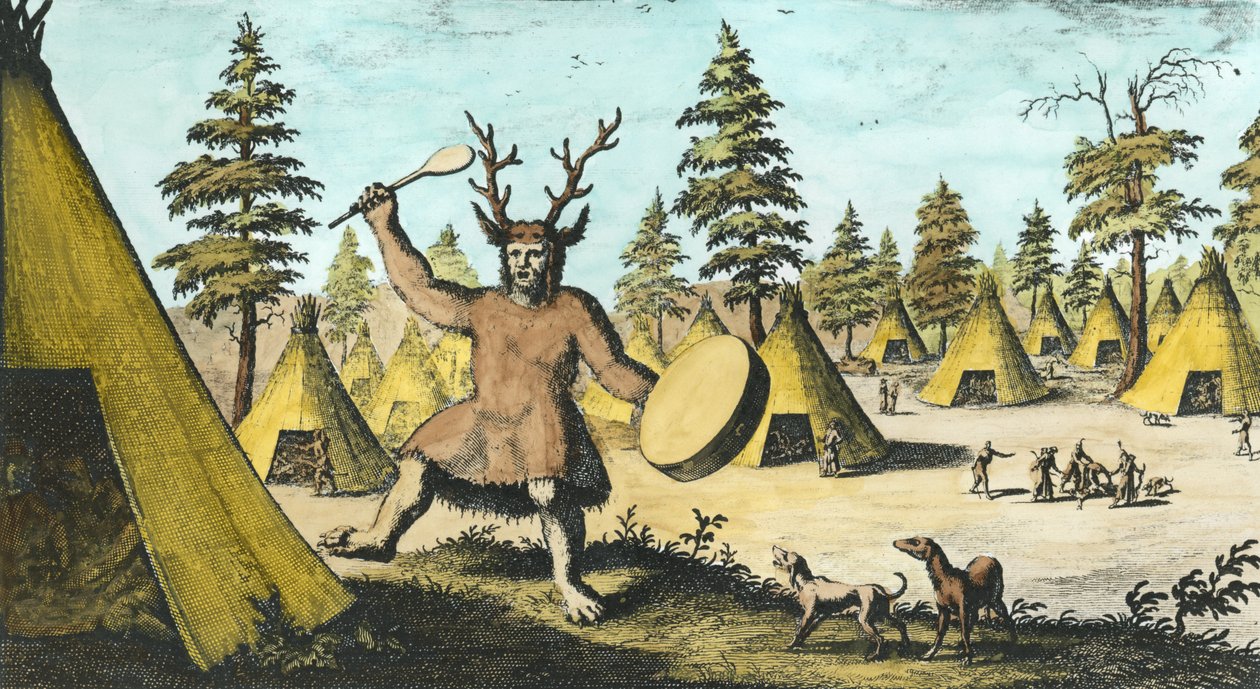 Indiánský šaman (pozdější zbarvení) od Dutch School