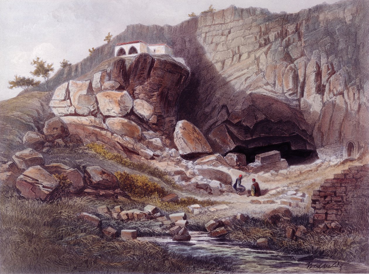 Pramen Jordánu, rytina Jeana Jacotteta (1806-1843) od Dutch School