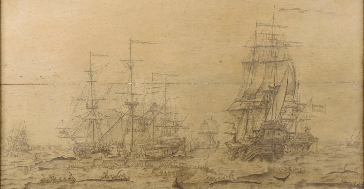 Velrybářská scéna ze 17. století od Dutch School