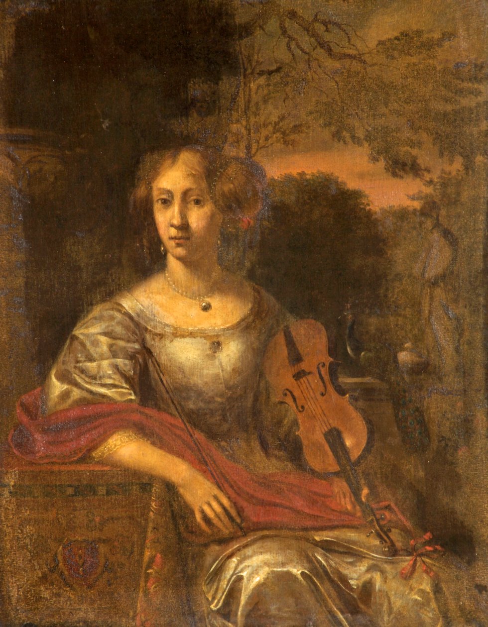 Dáma s houslemi, kolem roku 1675 od Dutch School