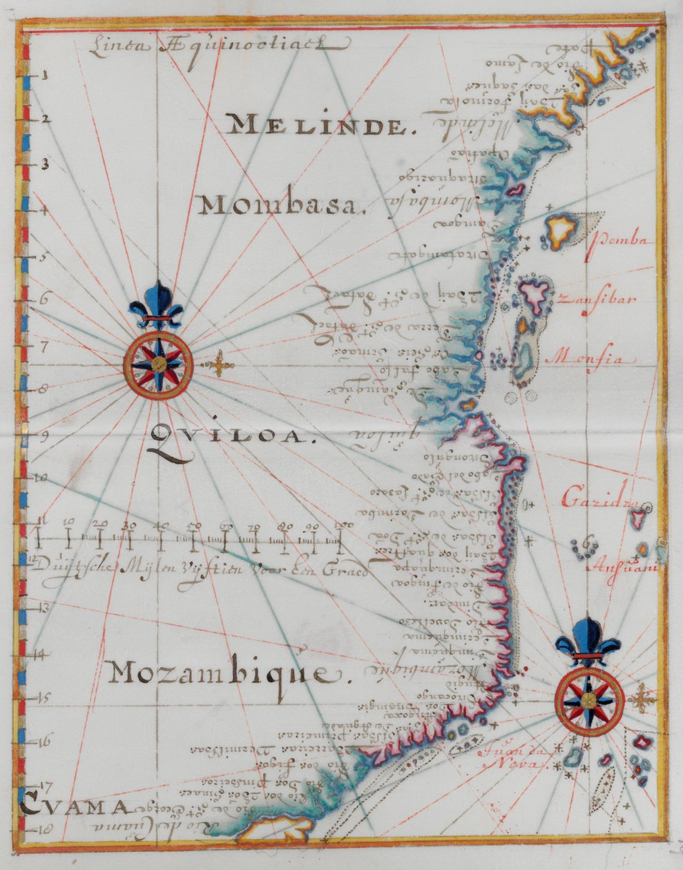 Mapa Mombasa, východní Afrika. od Dutch School