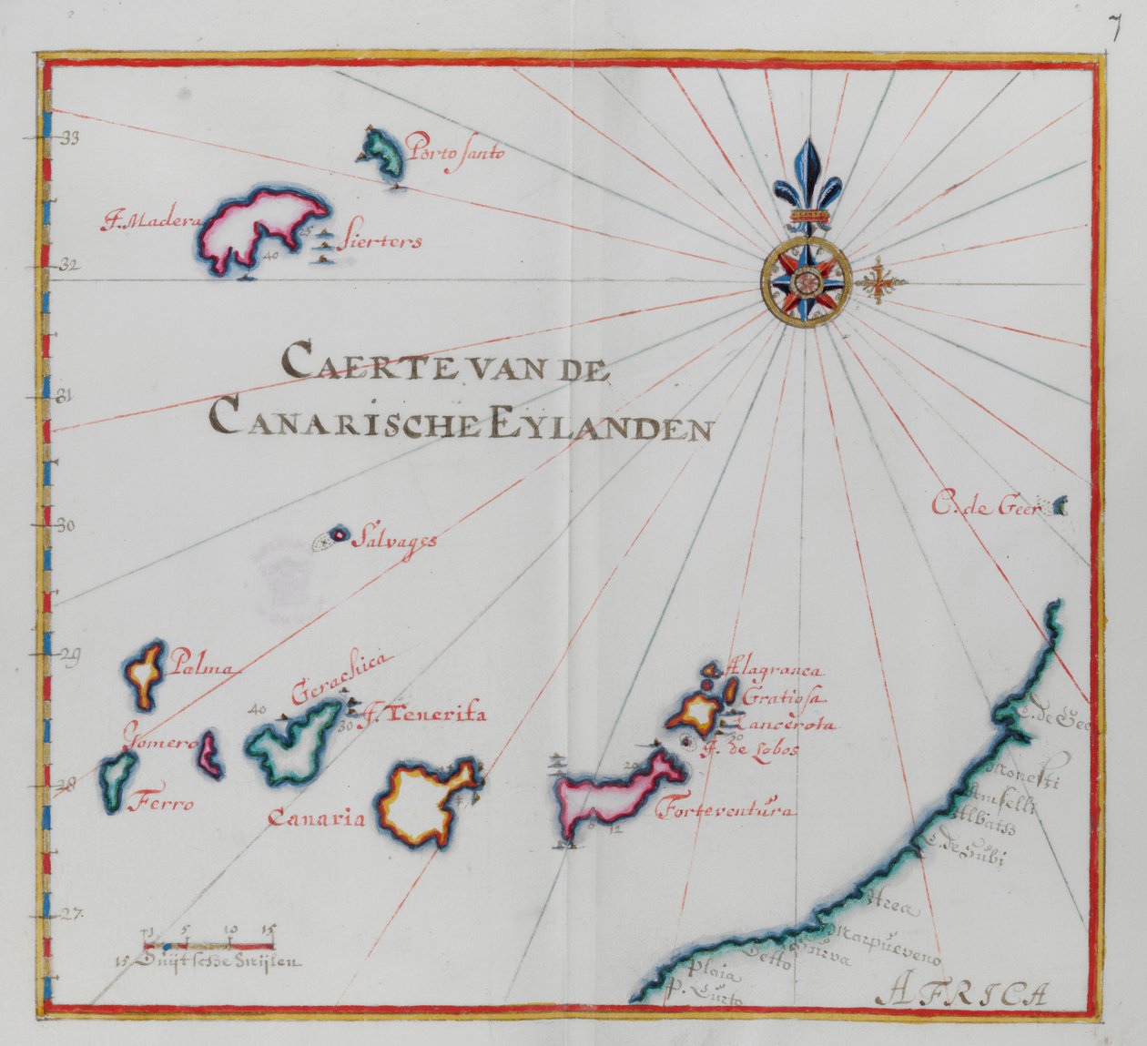Mapa Kanárských ostrovů. od Dutch School