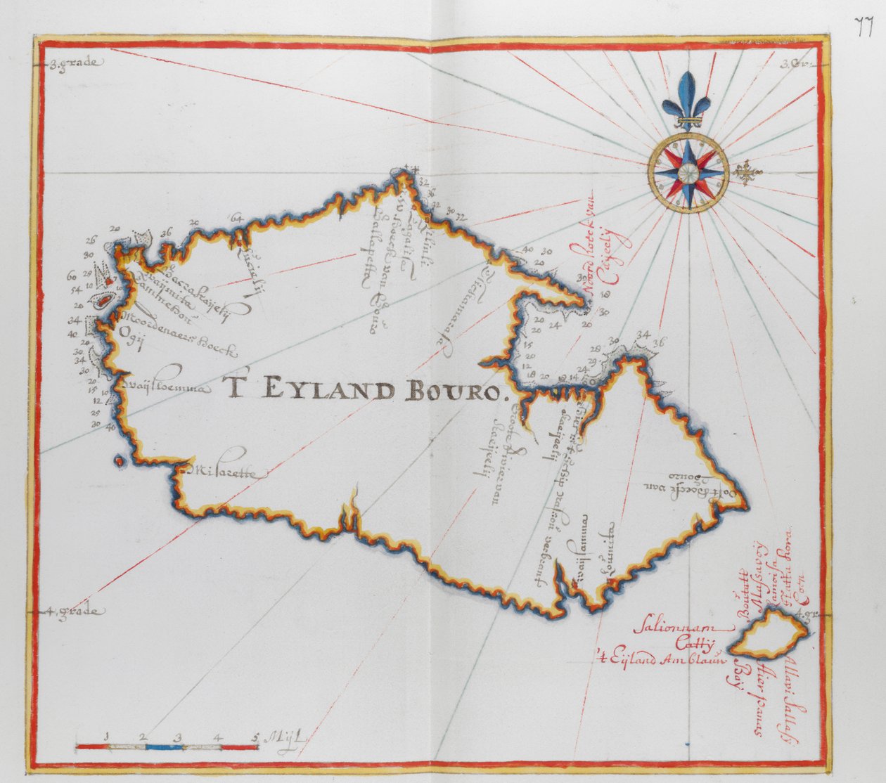 Mapa ostrova Bouro, Indonésie. od Dutch School