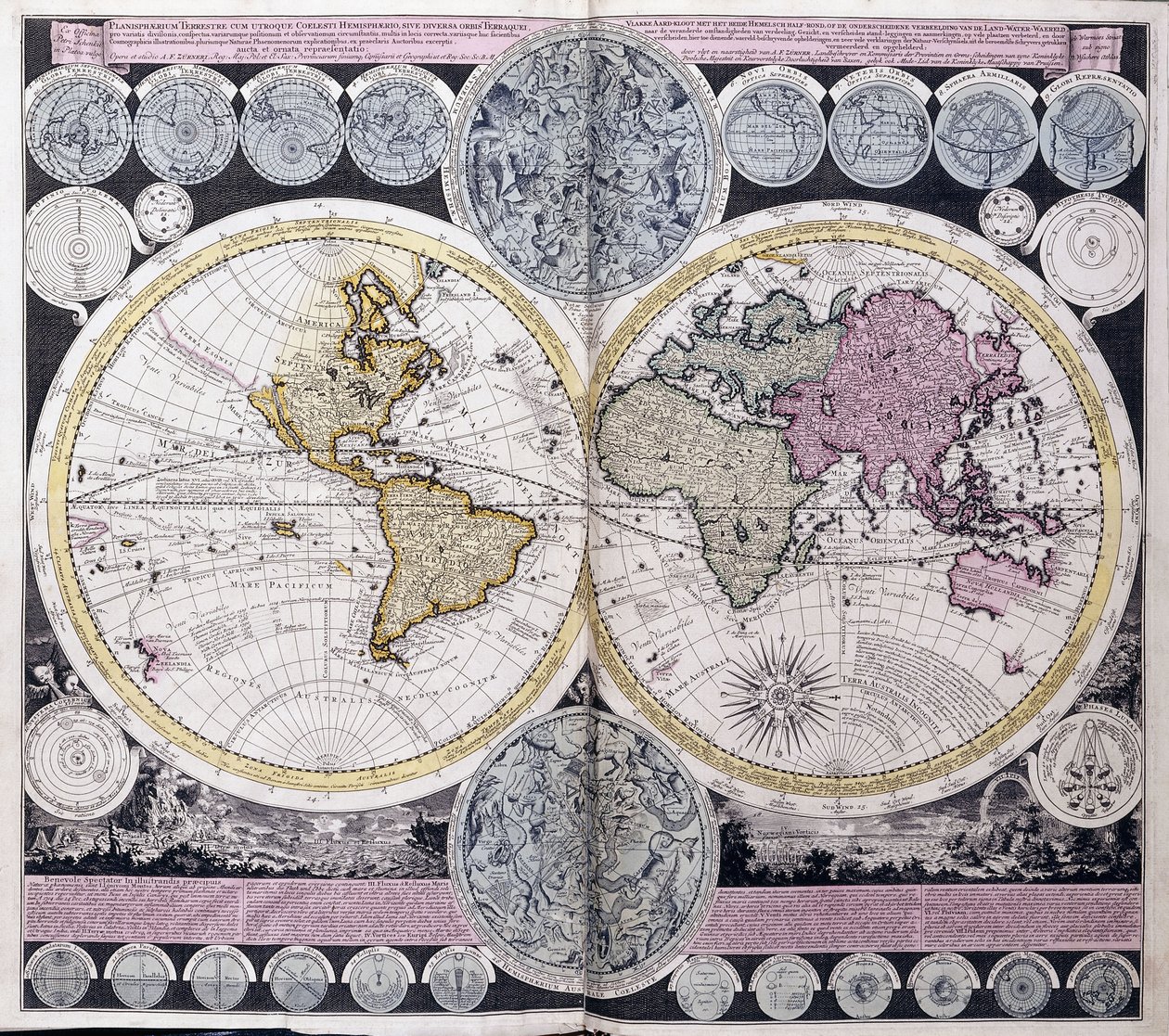 Mapa světa, kolem roku 1717 od Dutch School