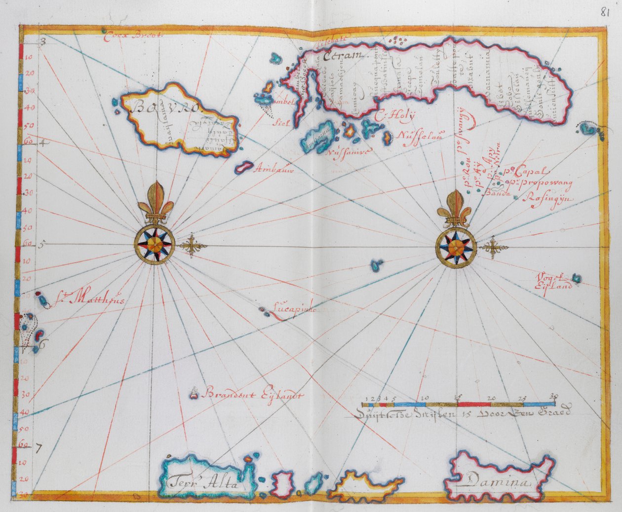 Mapa ukazuje Bouro a Ceram (Seram), Indonésie. od Dutch School