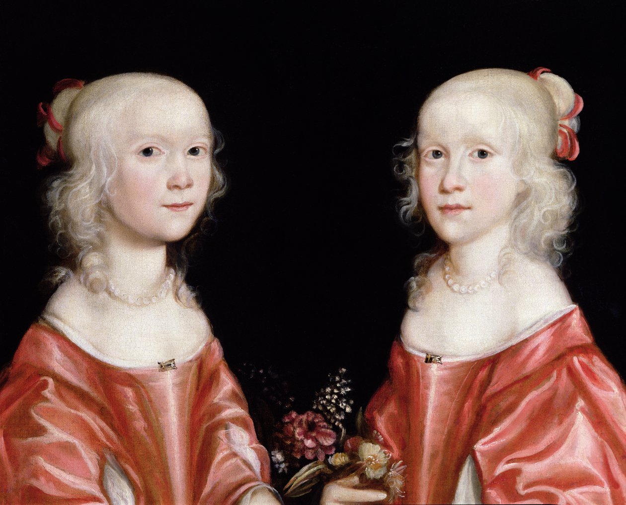 Portrét sester dvojčat, kolem roku 1650 od Dutch School