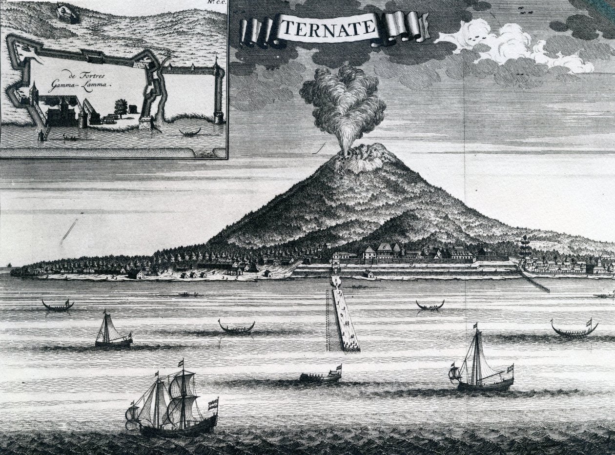 Ostrov Ternate, kolem roku 1748 od Dutch School