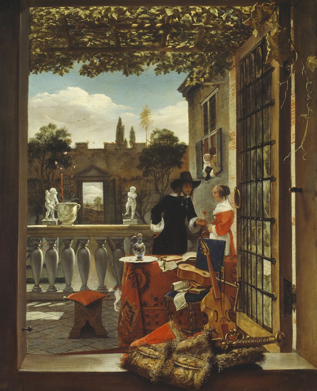 The Terrace, cca 1655-65 (olej na plátně) od Dutch School