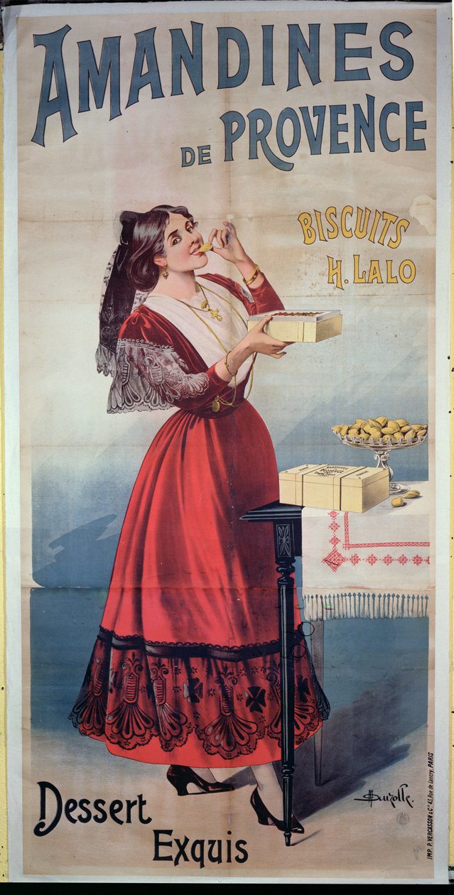 Reklamní plakát Amandines de Provence, francouzské sušenky od Duzolle