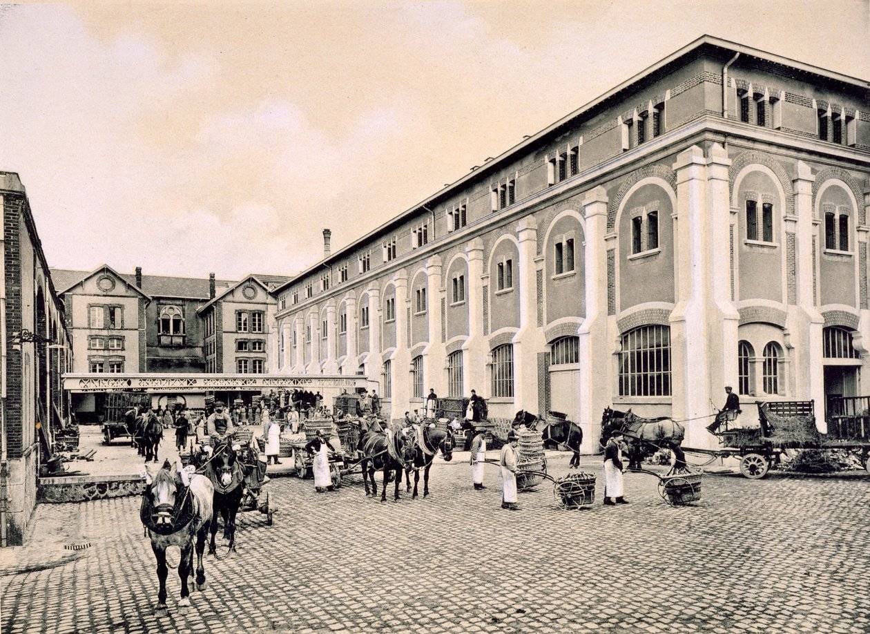 Vozíky na přepravu šampaňského, z knihy "Le France Vinicole", vyryl B. Arnaud, vydalo nakladatelství Moet und Chandon, Epernay (fotolitografie) od E.M. Choque