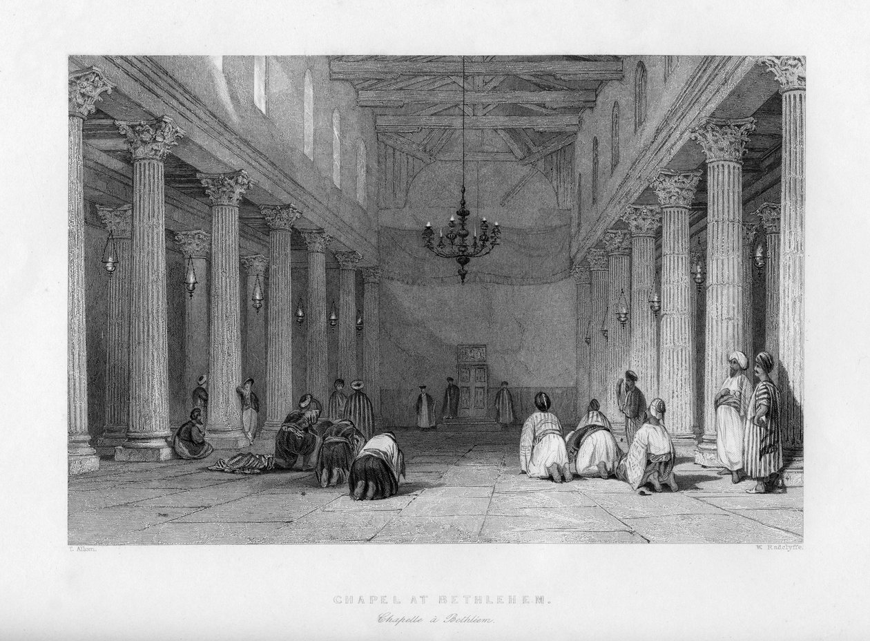 Kaple v Betlémě, Izrael, 1841. od E. Redclyffe