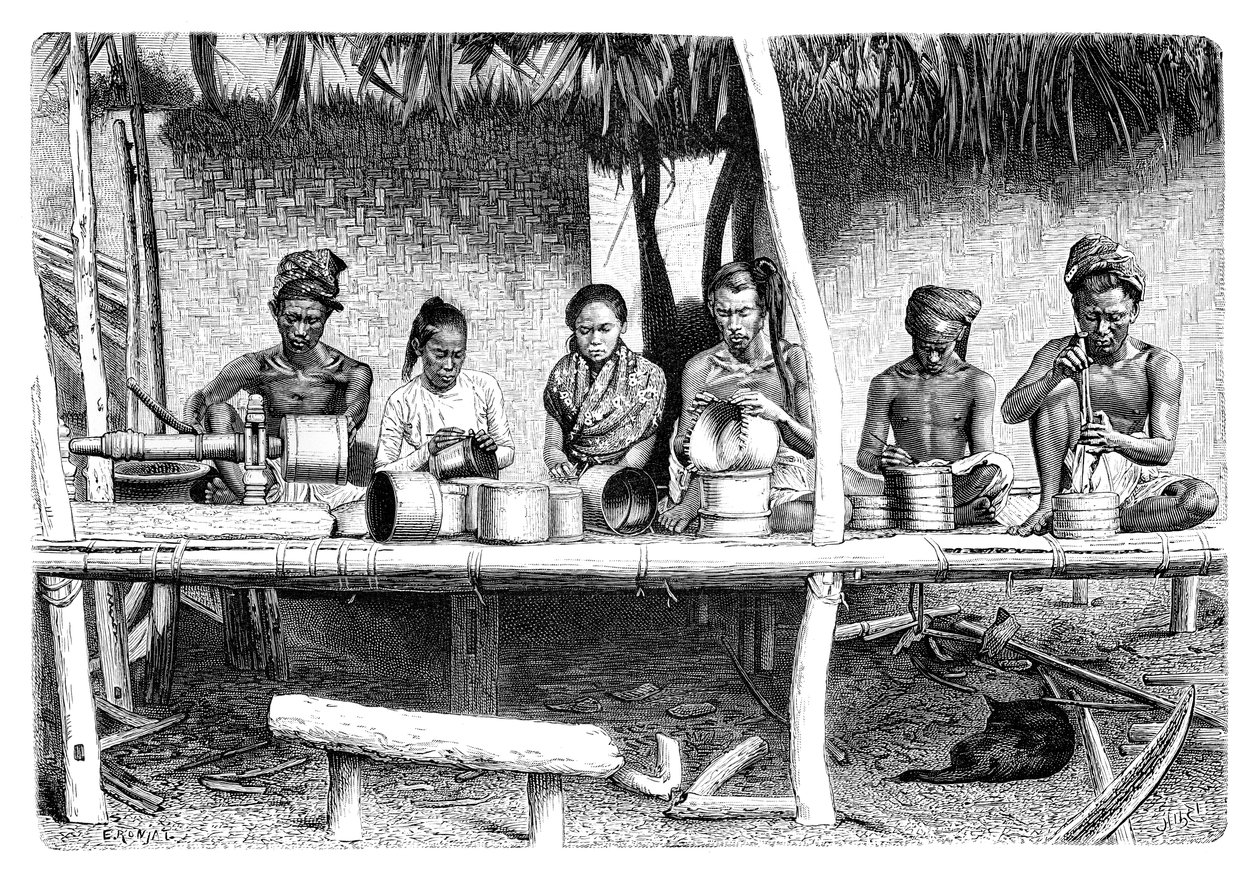 Řemeslníci z Barmy Myanmar, 1895. od Etienne Antoine Eugene Ronjat