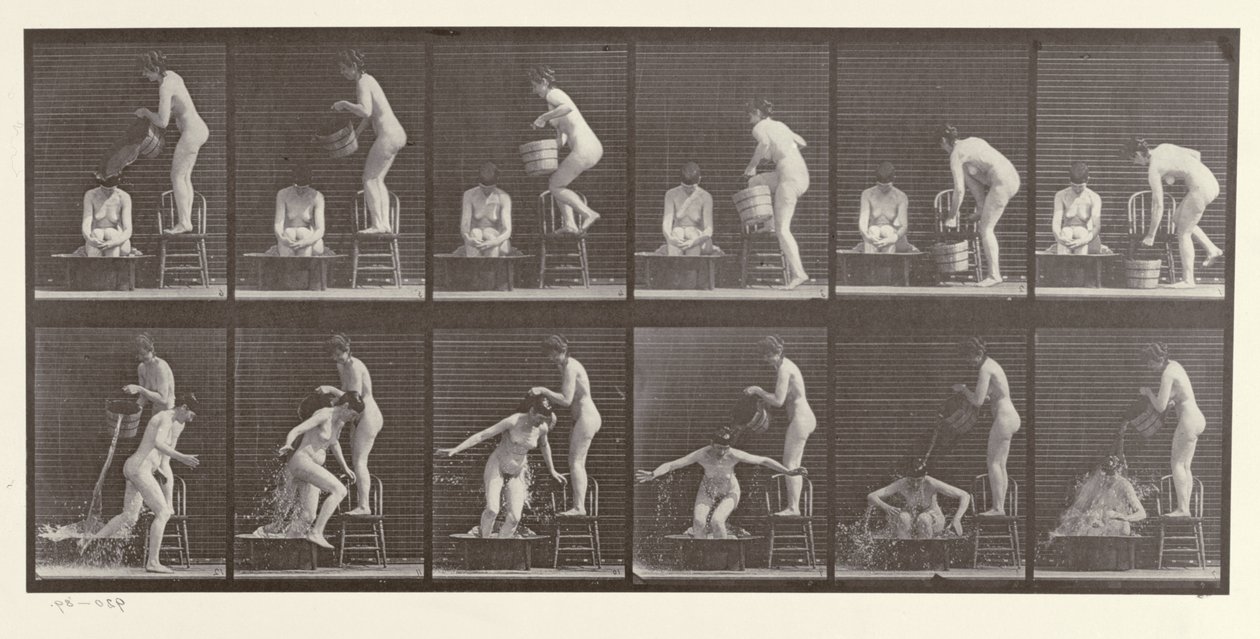 Dvě koupající se ženy, deska 406 z knihy "Animal Locomotion", 1887 od Eadweard Muybridge