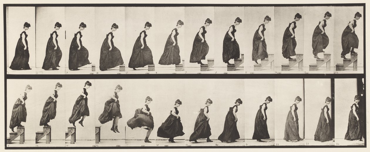Talíř 173. Vzestupné kroky a seskočení, 1885 od Eadweard Muybridge