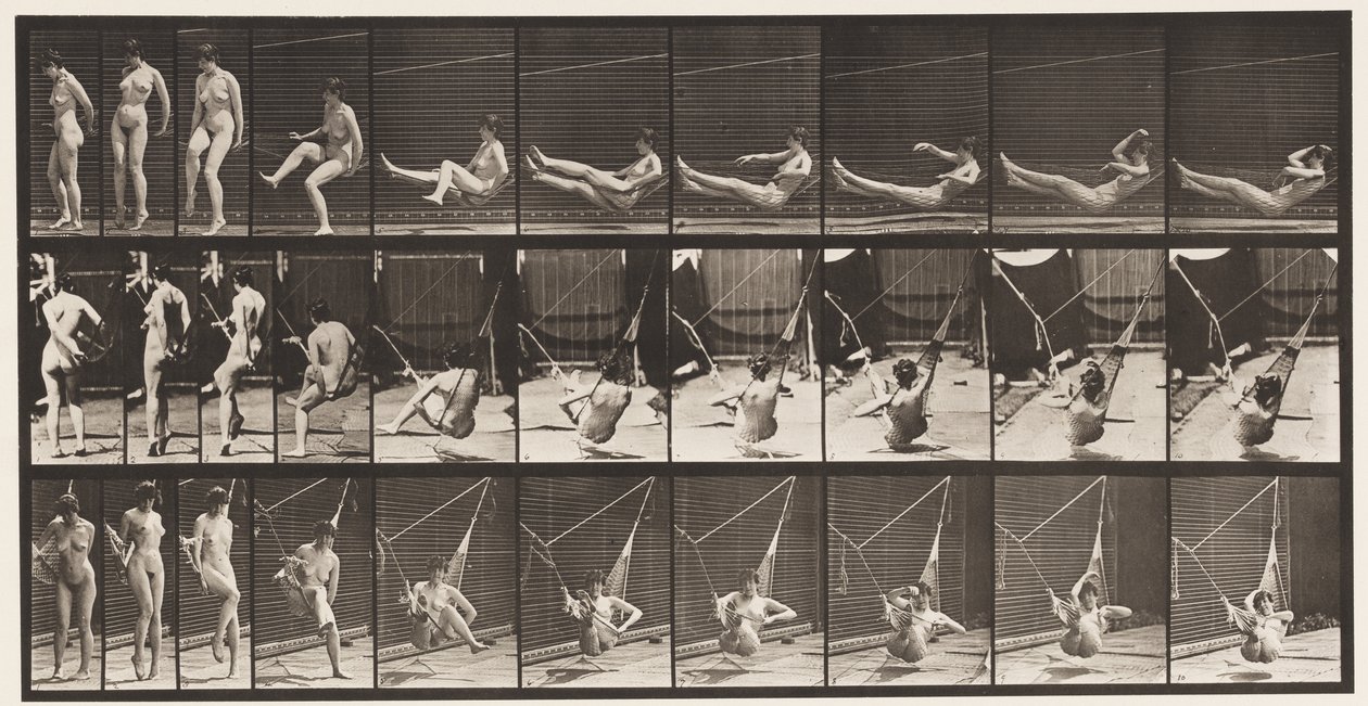 Talíř 261. Dostat se do houpací sítě, 1872-1885 od Eadweard Muybridge