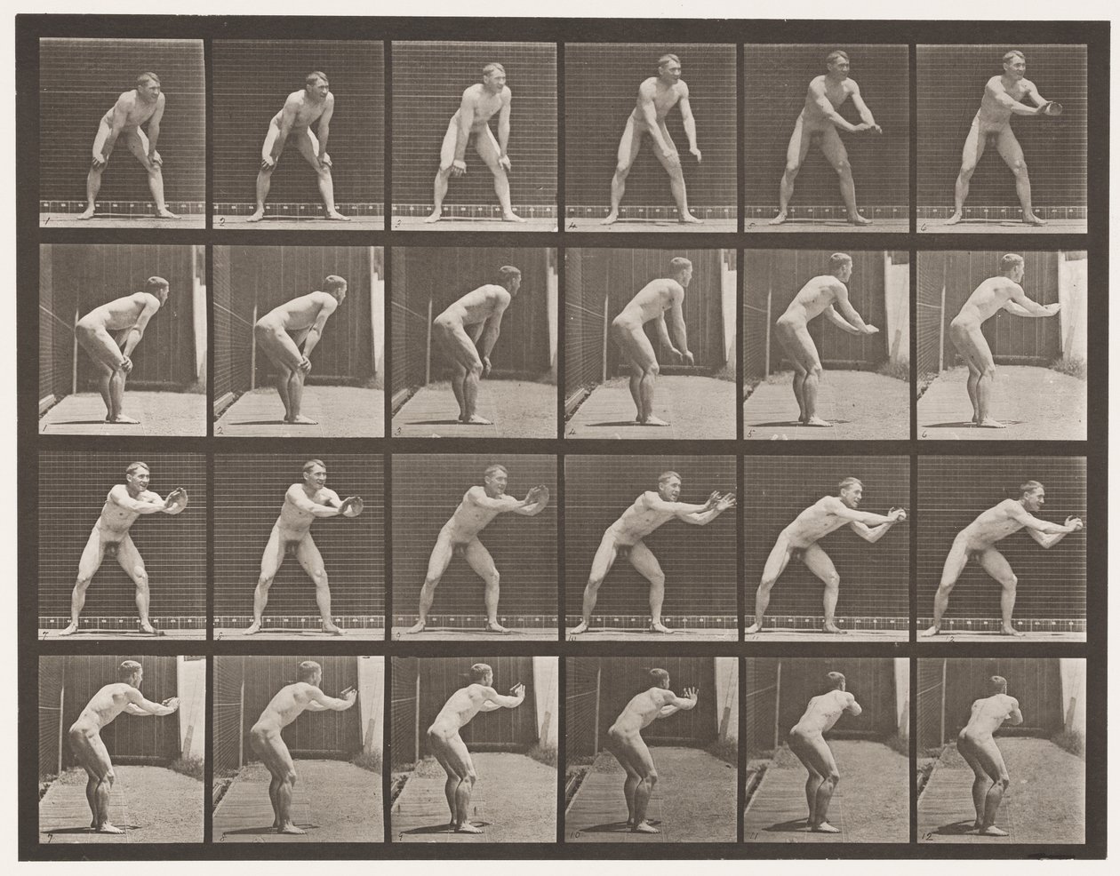 Talíř 280.Base-ball; Chytání, 1885 od Eadweard Muybridge