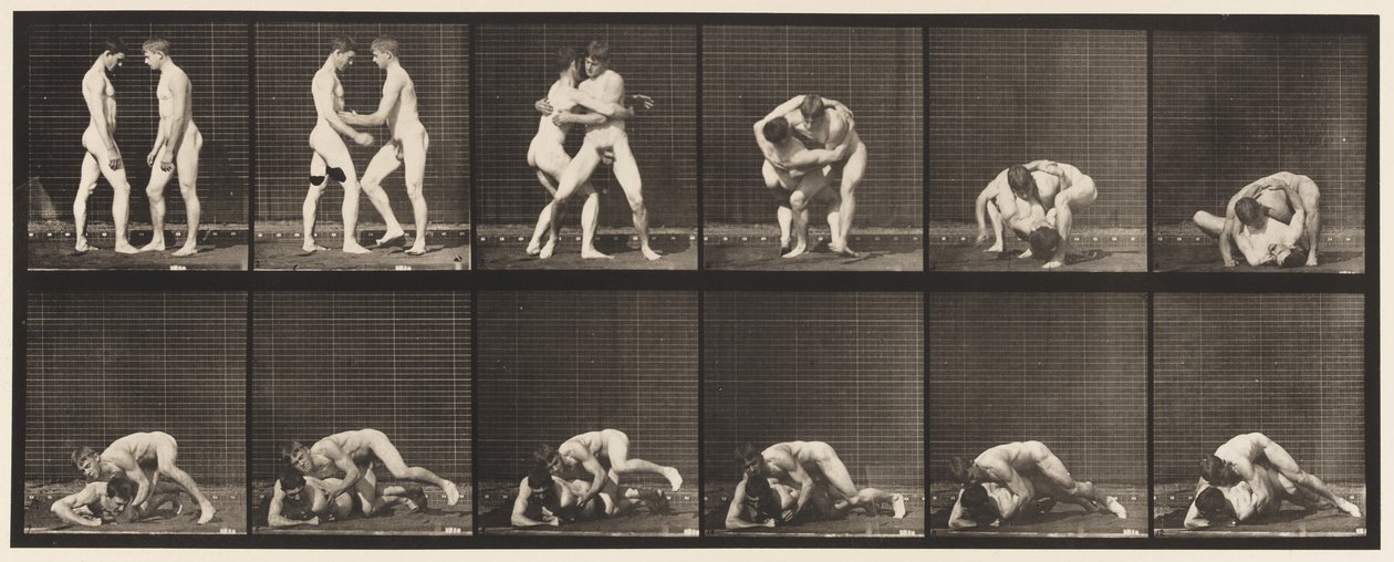 Talíř 345.Zápas, Zámek, 1885 od Eadweard Muybridge