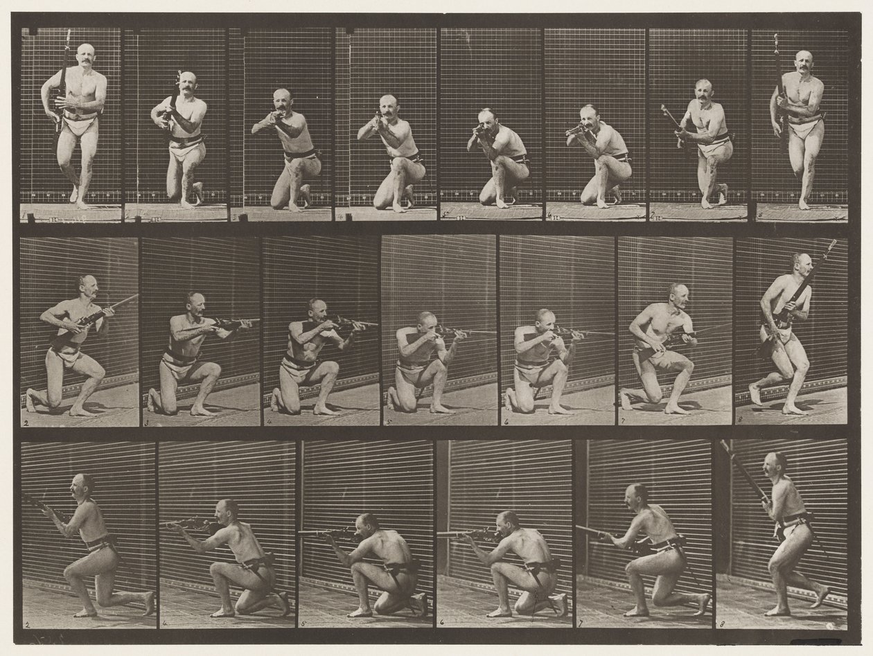 Talíř 356. Klečení, střelba a vstávání od Eadweard Muybridge