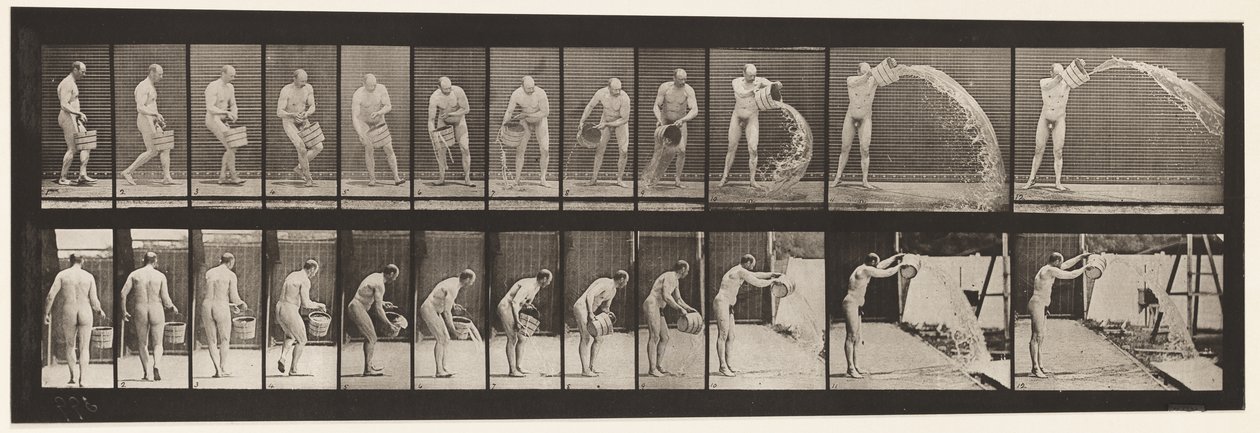 Talíř 399. Vyprazdňování vědra vody, 1872-1885 od Eadweard Muybridge