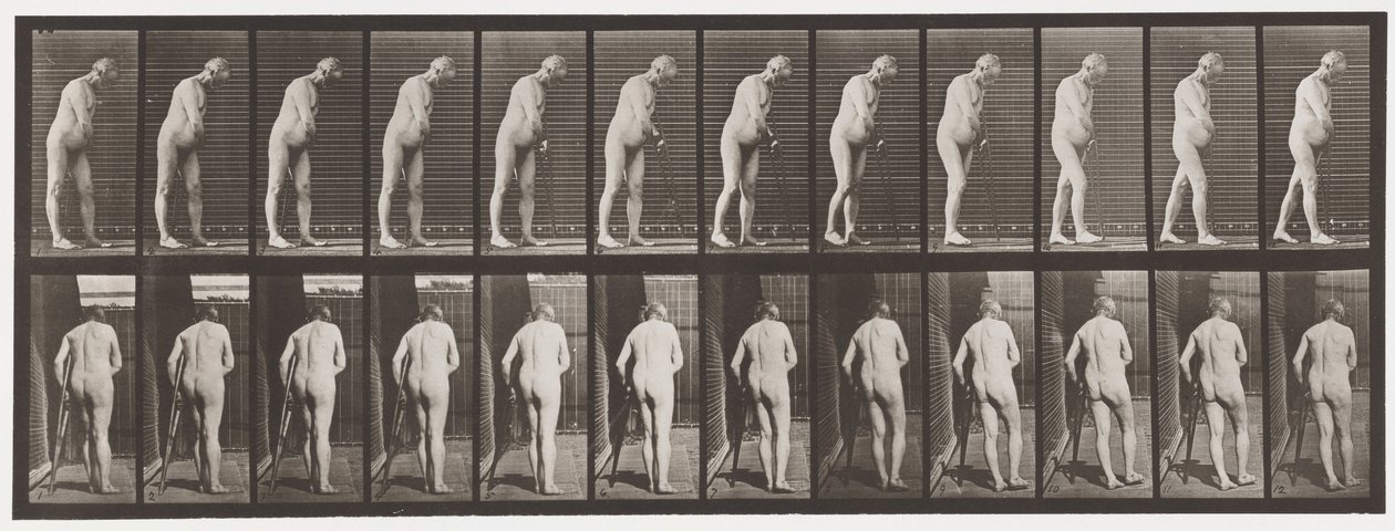 Talíř 547.Hemiplegie; Chůze s berlí, 1885 od Eadweard Muybridge