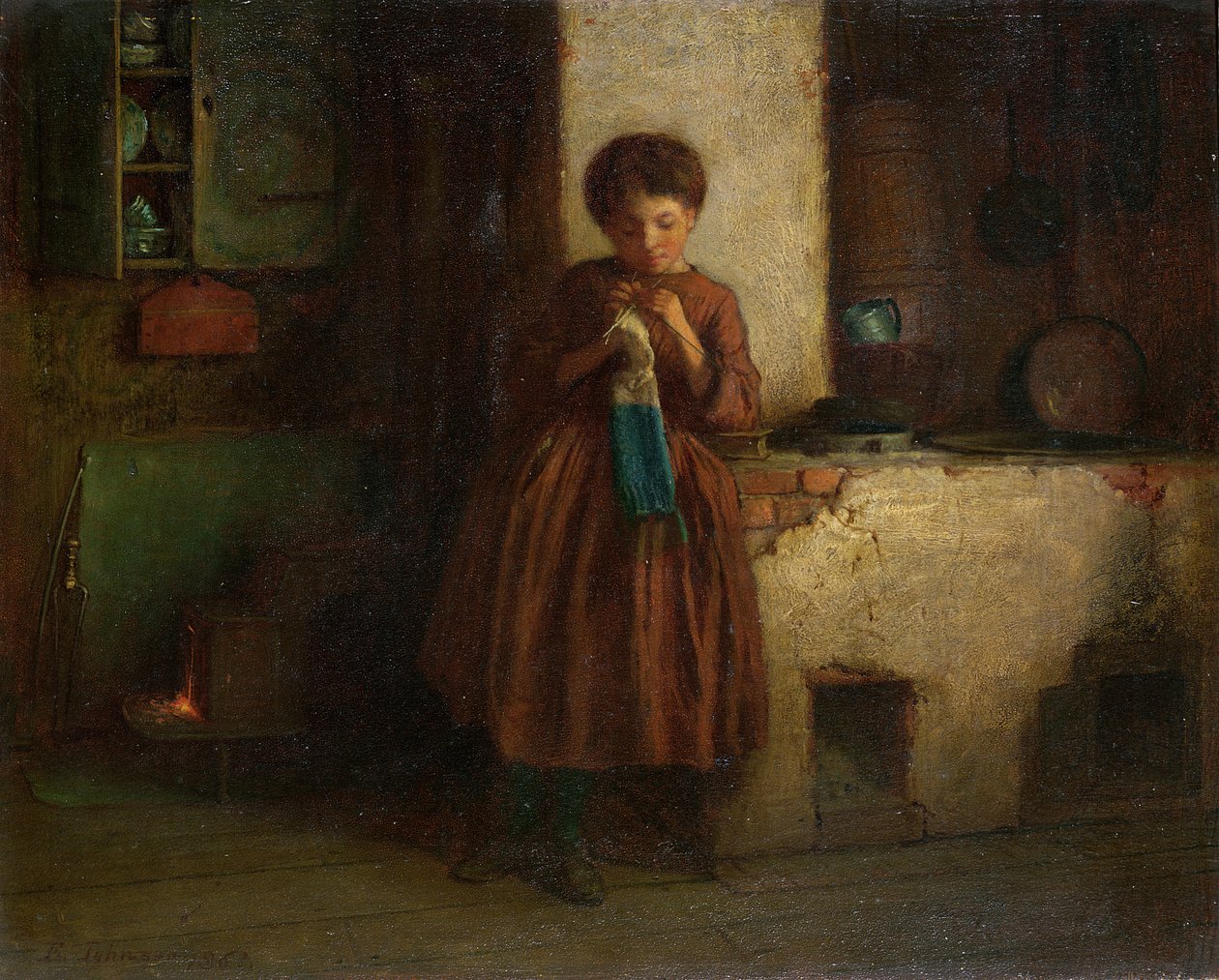 Knitting for the Soldiers, 1861 (olej na desce) od Eastman Johnson