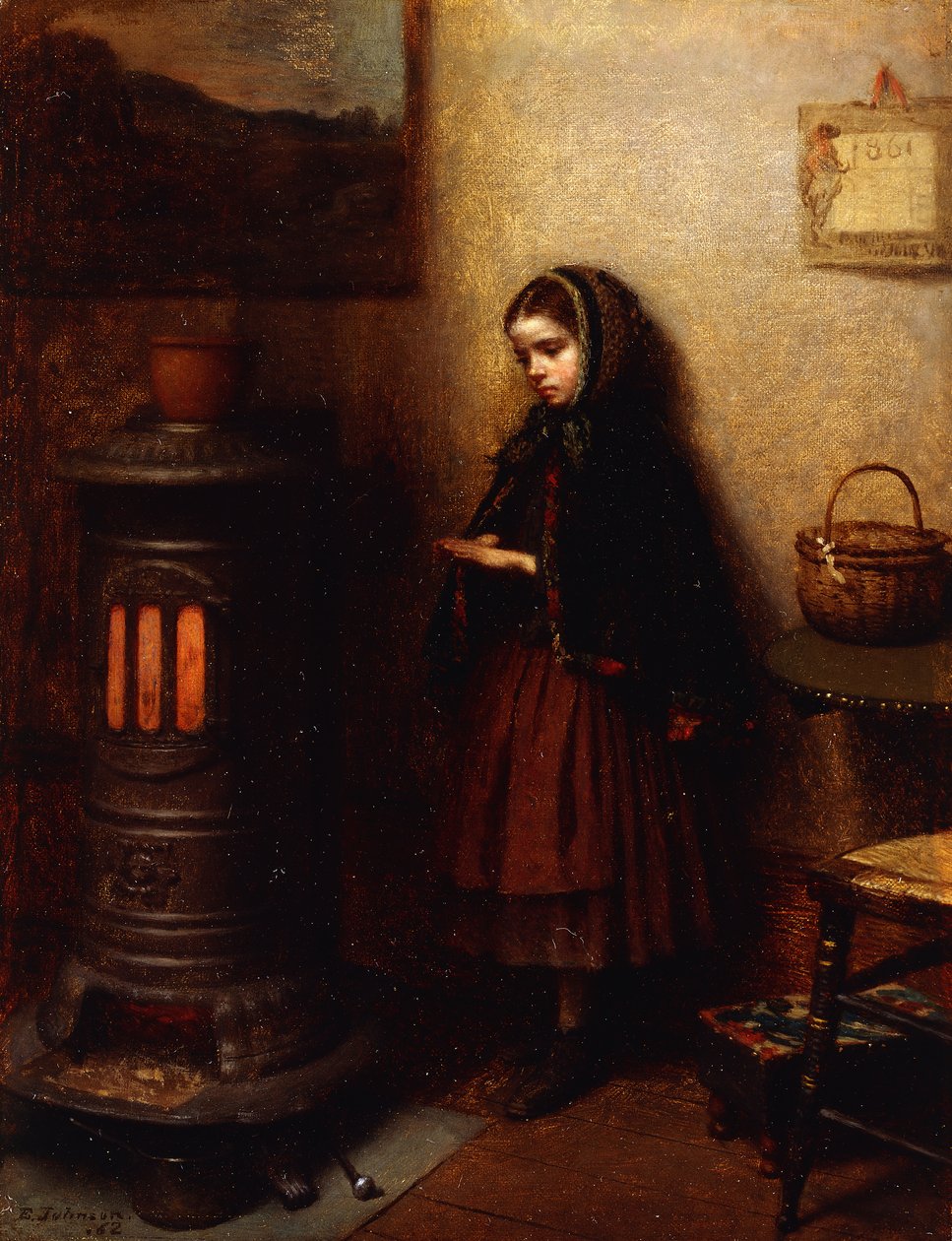 Warming Her Hands, 1862 od Eastman Johnson
