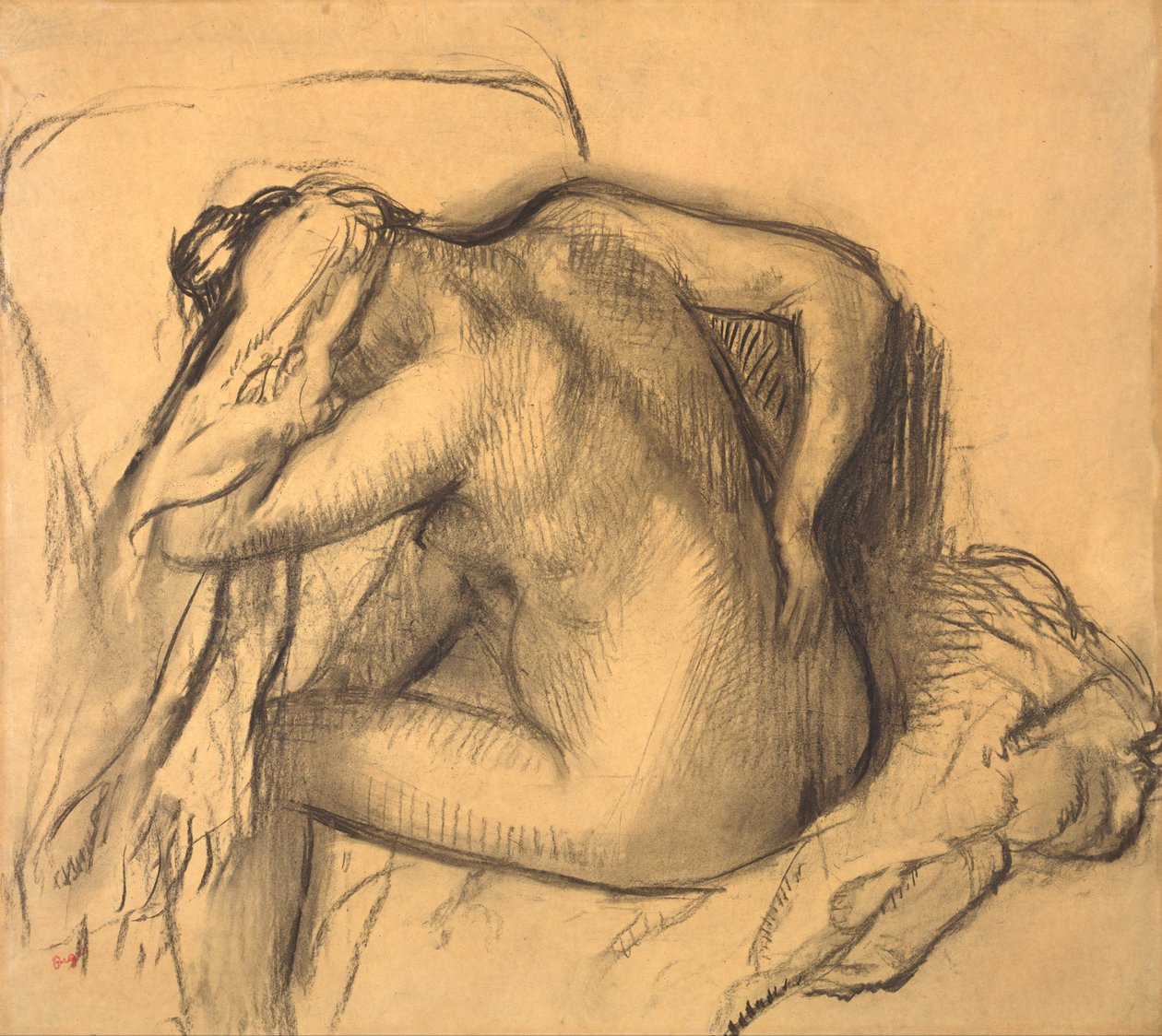 Po koupeli žena suší vlasy od Edgar Degas