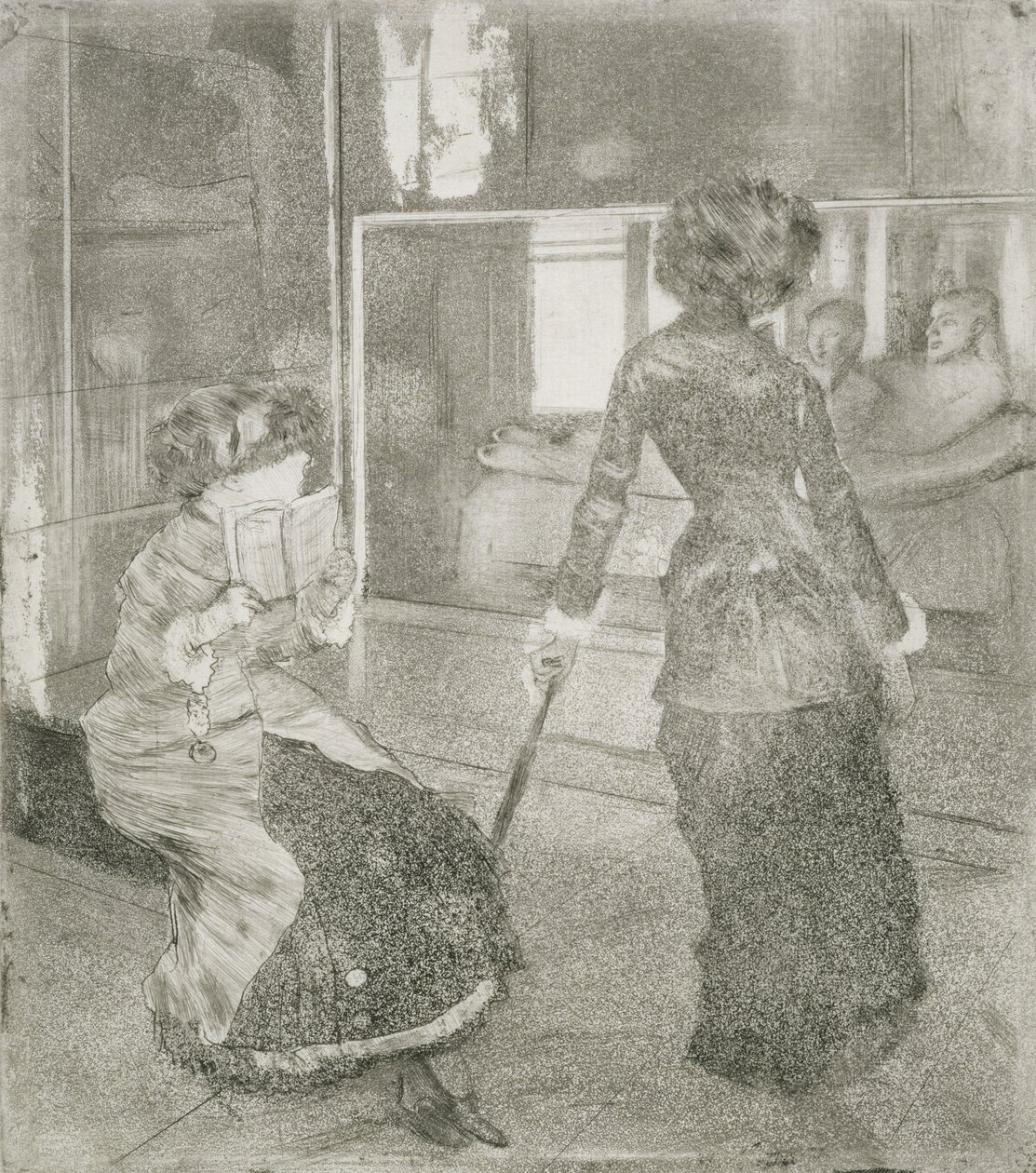 V Louvru, Mary Cassatt (1845-1926) v Etruské galerii (smíšená média) od Edgar Degas