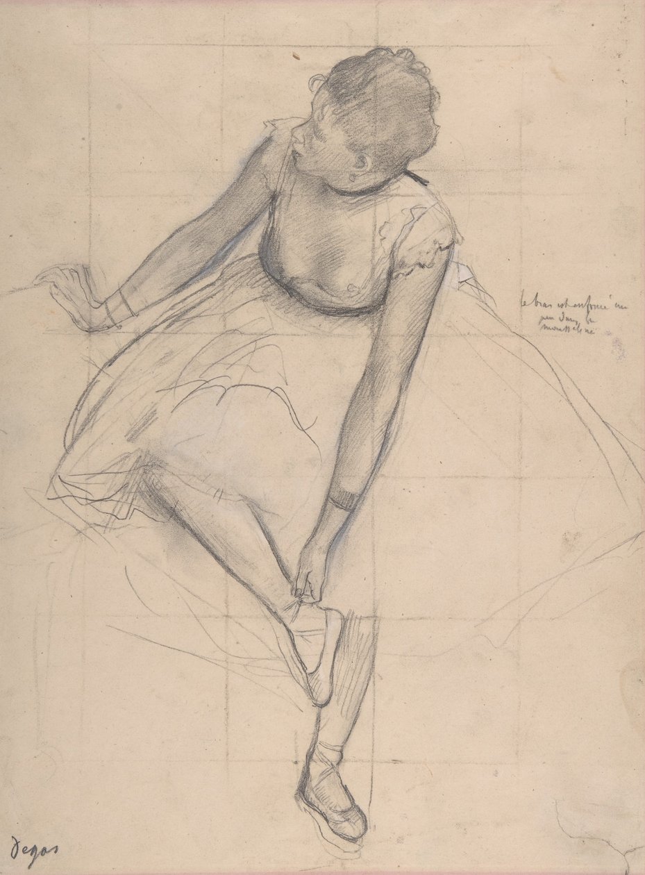 Tanečnice, úprava její pantofle od Edgar Degas