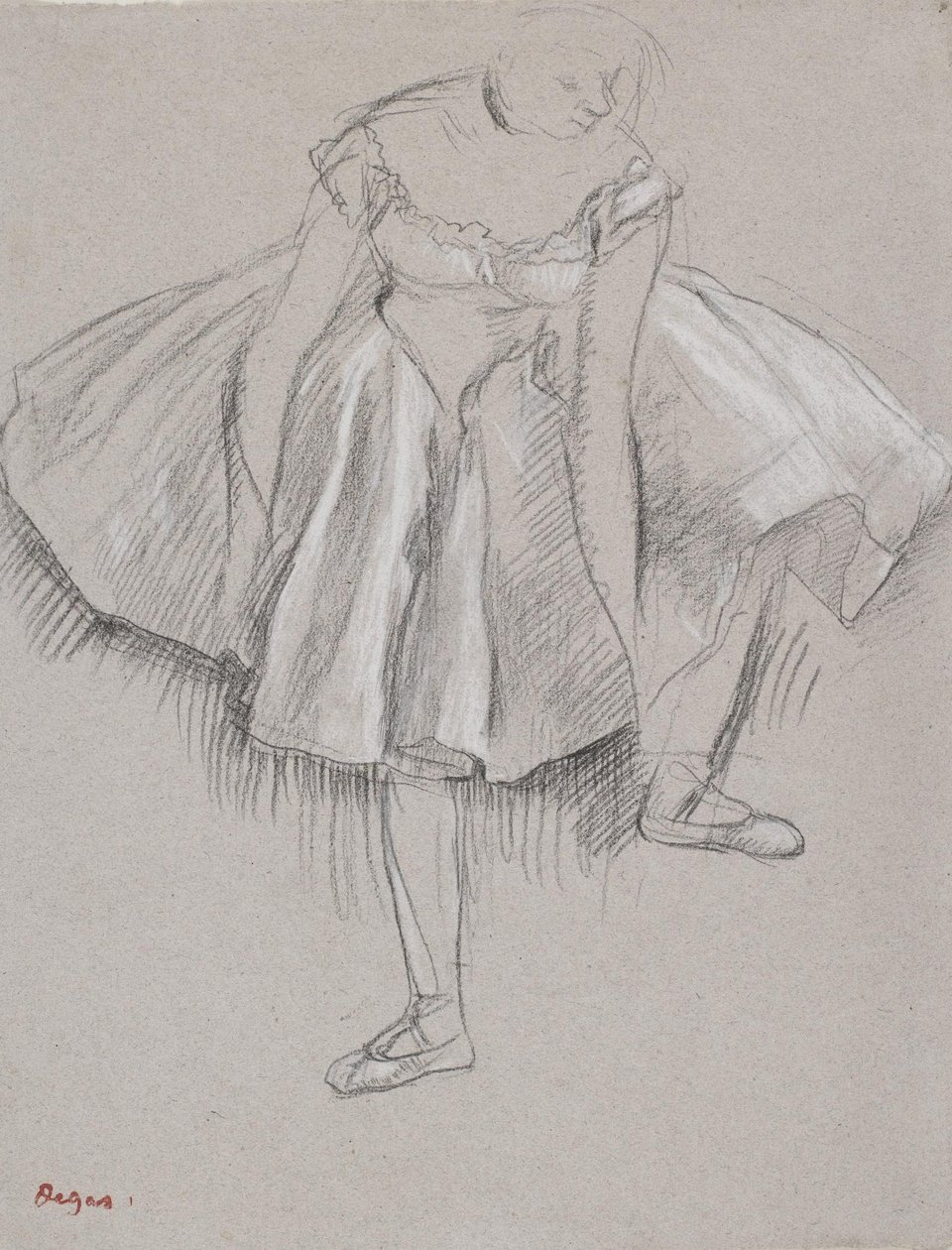 Tanečnice si upravuje pantofle od Edgar Degas