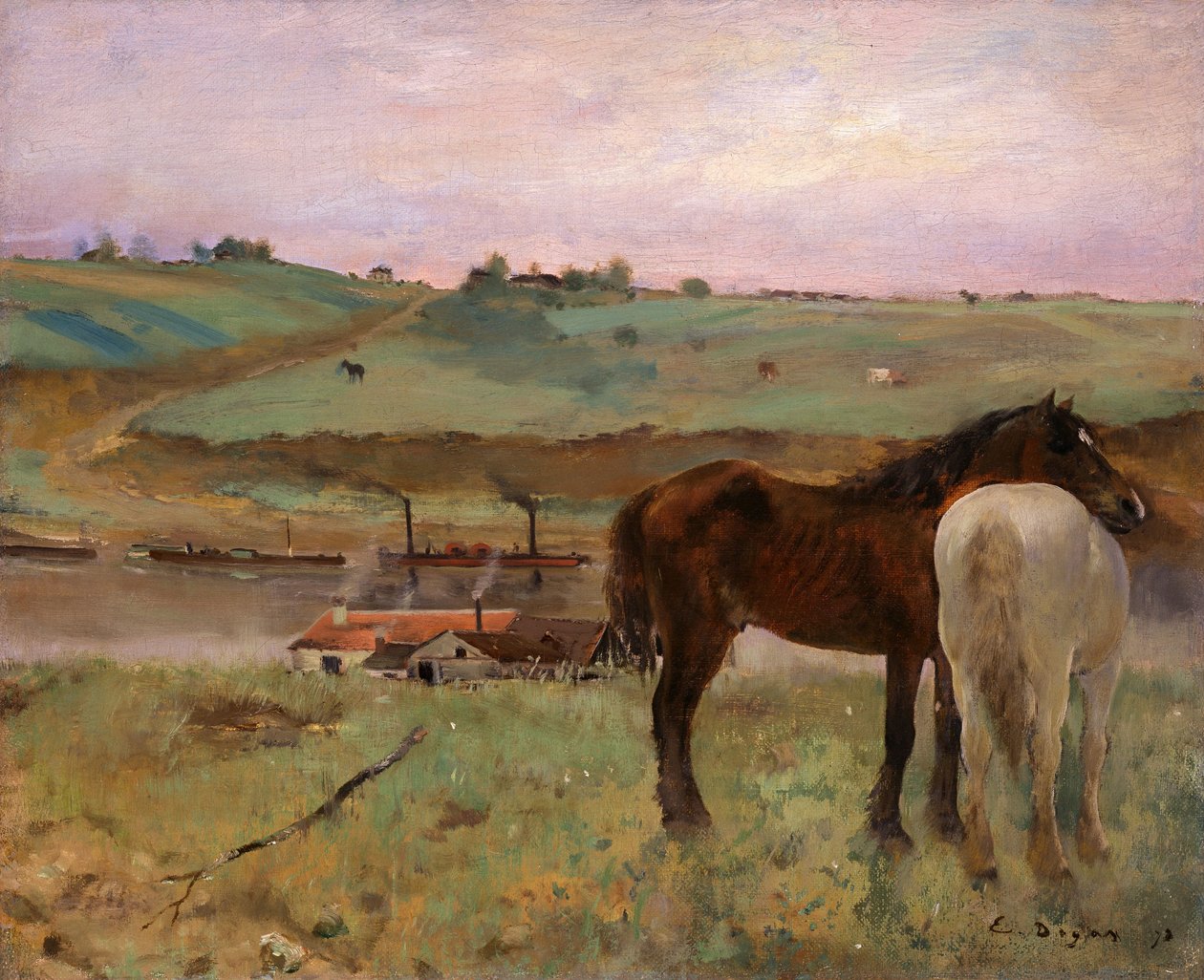 Koně na louce od Edgar Degas