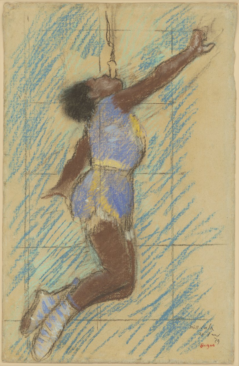 Slečna Lala v cirkusu Fernando, 1879 (pastel na vybledlém modrém papíře) od Edgar Degas