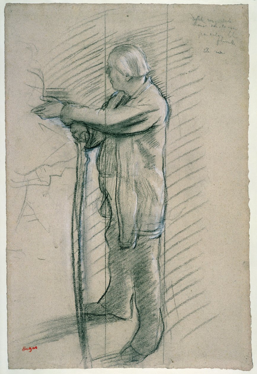 Portrét tanečníka Julese Perrota, 1875 (černá křída, Conte pastel a uhel na papíře) od Edgar Degas