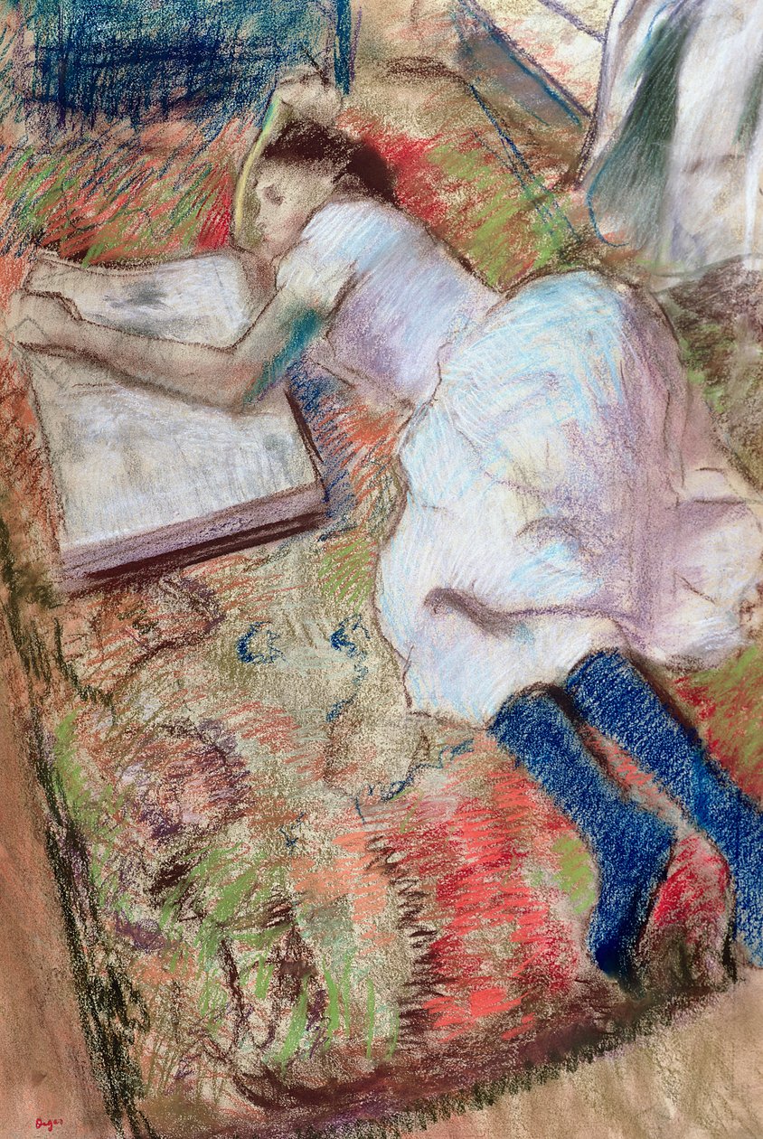 Čtenář vleže, kolem roku 1889 (pastel na papíře) od Edgar Degas
