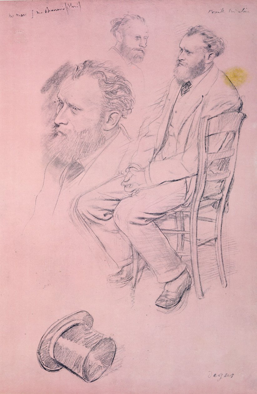Studie k portrétu Edouarda Maneta (1832-1883) 1864-66 (tužka na tónovaném papíře) od Edgar Degas