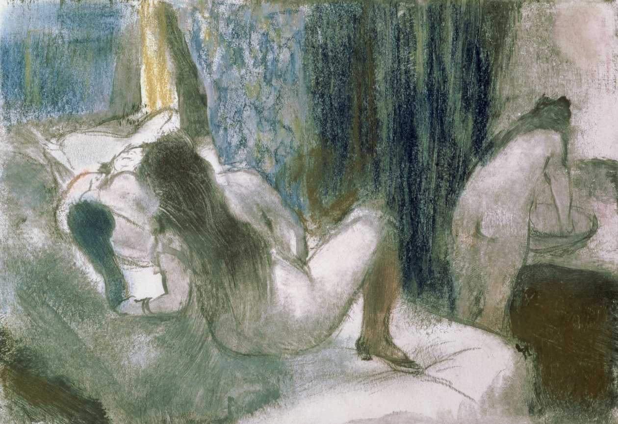 Bordel, kolem roku 1879 (pastel a monotyp na papíře) od Edgar Degas