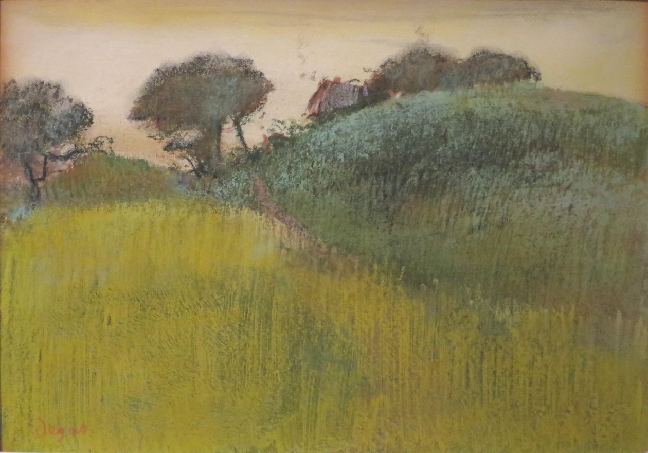 Pšeničné pole a Zelený kopec od Edgar Degas