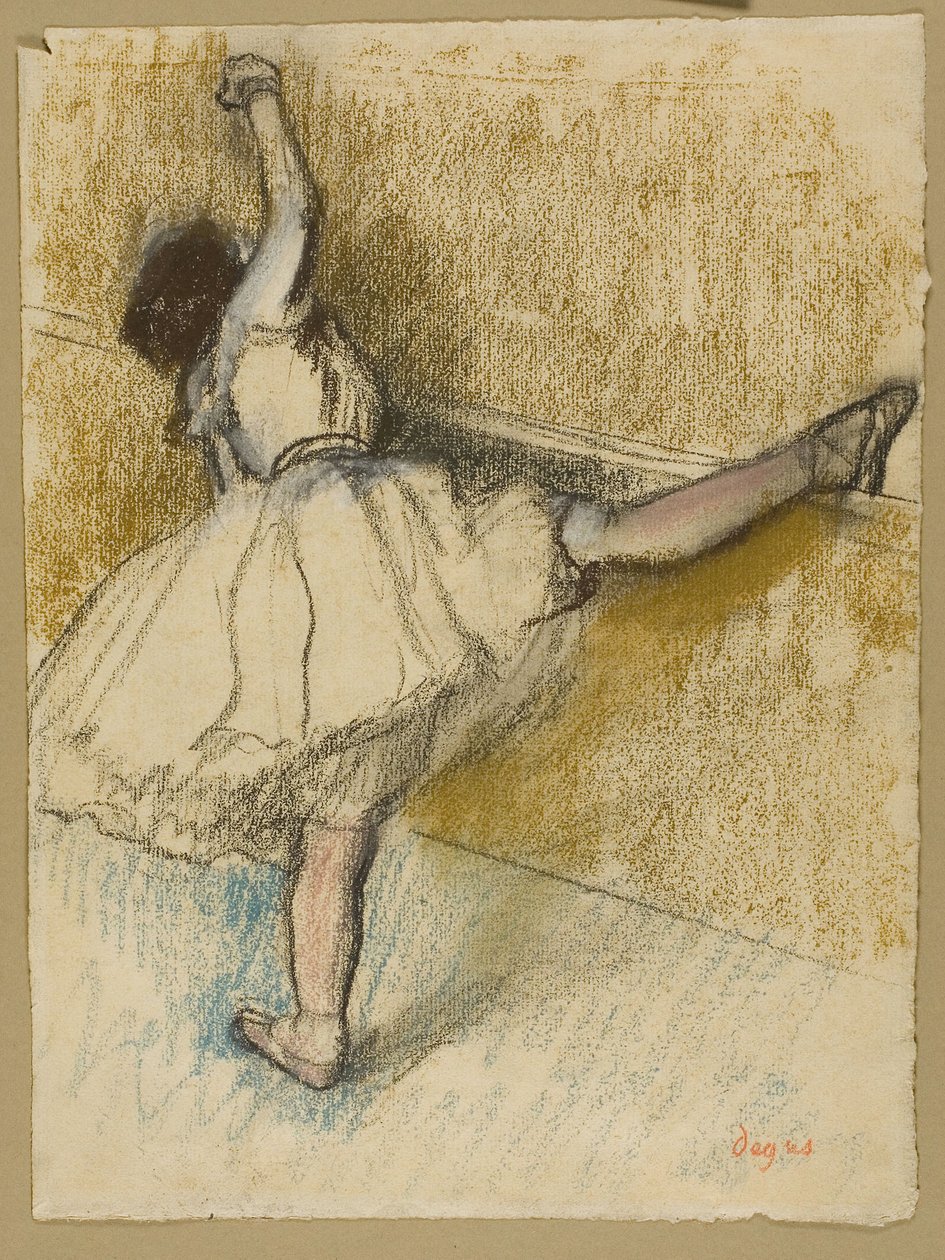 Tanečnice protahování u baru od Edgar Degas